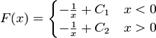 F(x)=begin-frac+C_1quad x<0-frac+C_2quad x>0end