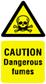 Warning safety - Chemical hazard signs. Caution - Dangerous fumes. Size 300 x 200mm. RP WS 1631