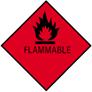 Hazard warning diamond signs. Flammable. Size 100 x 100mm. SAV HW 1000A