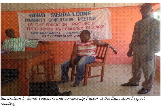 Text Box: Illustration 1: Some Teachers and community Pastor at the Education Project Meeting
