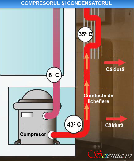 Compresorul si condensatorul unui frigider