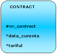 Flowchart: Alternate Process:    CONTRACT

#nr_contract
*data_curenta
*tariful
