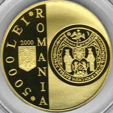 moneda aniversara de 5000 lei (2000) - avers