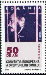  Ilie Ilascu on Romanian stamp from 2000 celebrating the 50th anniversary of the European Convention of Human Rights