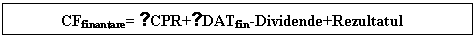 Text Box: CFfinantare= ∆CPR+∆DATfin-Dividende+Rezultatul financiar