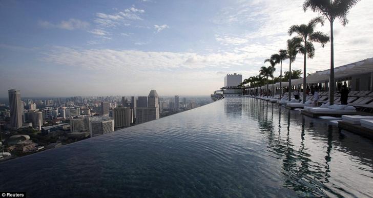 To infinity and beyond! The pool stretches 150 metres, three times the length of an Olympic swimming pool 